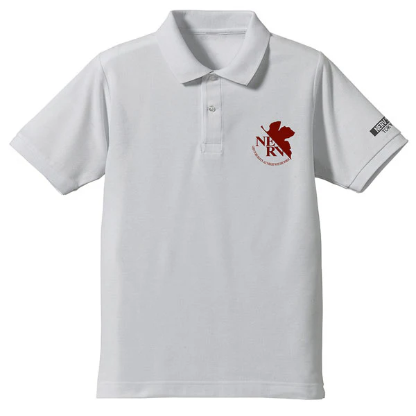 [Evangelion] Polo Shirt w/Embroidery NERV logo White - T Shirt Size L