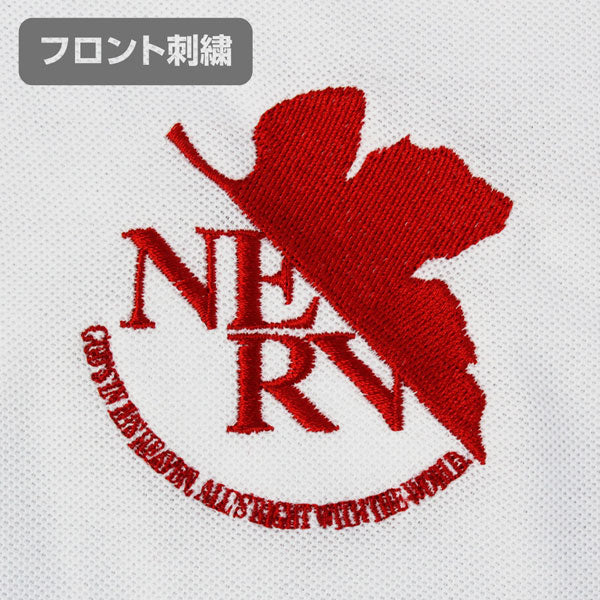 [Evangelion] Polo Shirt w/Embroidery NERV logo White - T Shirt Size XL - Image 4