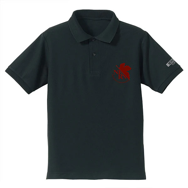 [Evangelion] Polo Shirt w/Embroidery NERV logo Black - T Shirt Size L - Image 2