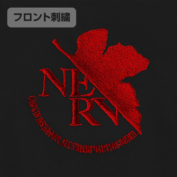 [Evangelion] Polo Shirt w/Embroidery NERV logo Black - T Shirt Size L - Image 4