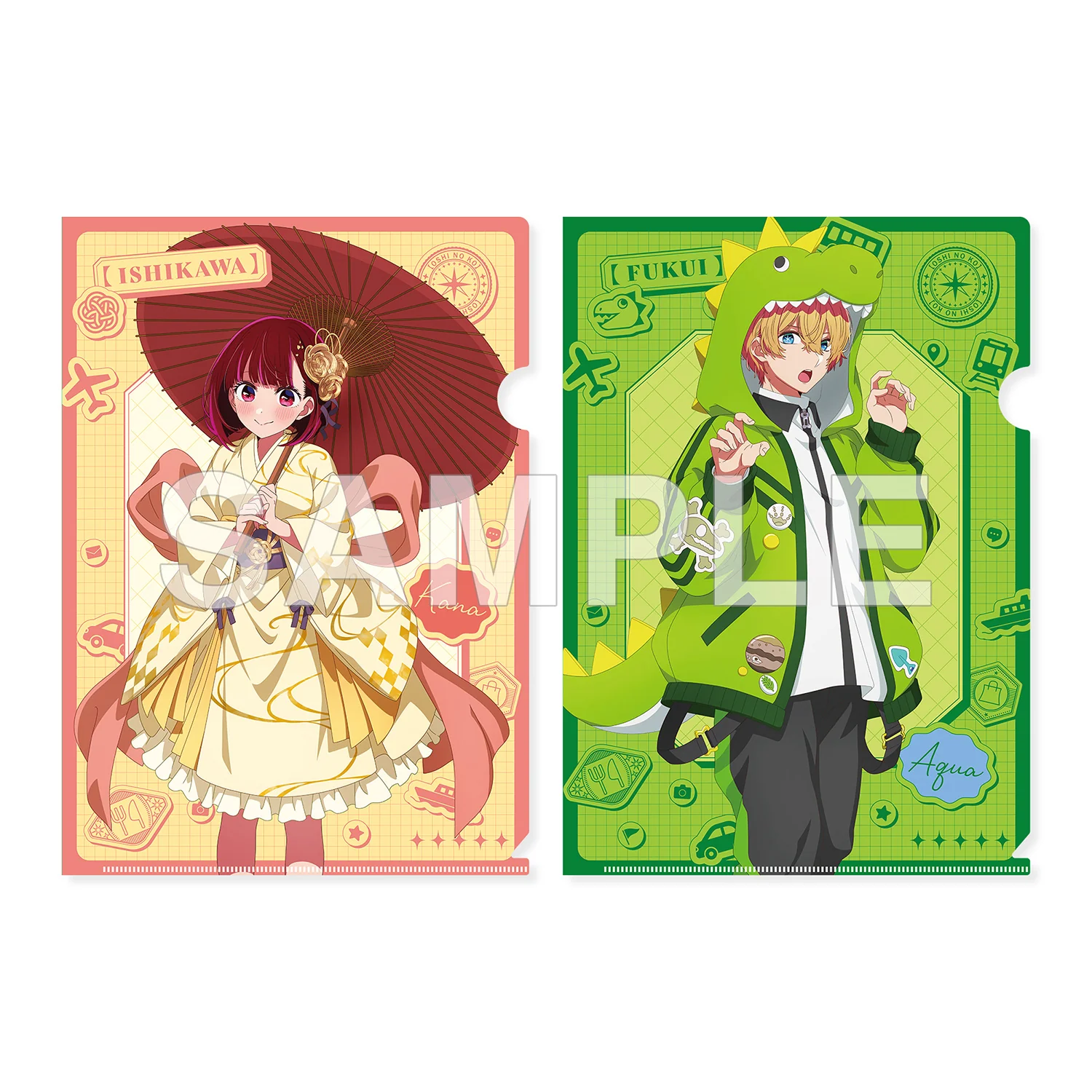 (Goods - Clear File) OSHI NO KO [47 TODOFUKEN NO KO] Clear File Set Kana Arima (Ishikawa Prefecture) & Aqua (Fukui Prefecture)