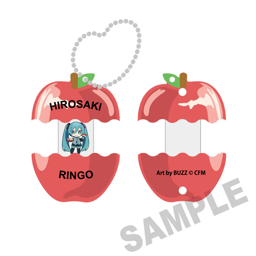 (Goods - Keychain) Hatsune Miku × Hirosaki Apple Apple Opening Keychain Hatsune Miku - Apple Rabbit Slices - Art by BUZZ