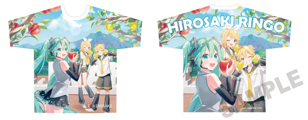 (Goods - Shirt) Hatsune Miku × Hirosaki Apple Full Graphic T-shirt 2 - Art by Asagao Minoru