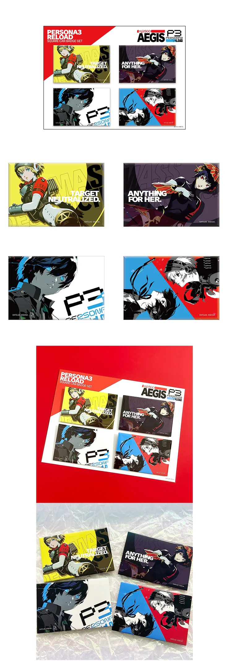 (Goods - Badge) Persona 3 Reload Button Badge Set - Image 3